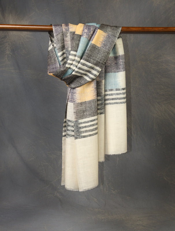 ivory plaid cashmere handwoven scarf