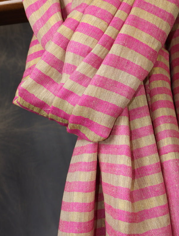 pink and zari plaid cashmere shawl 