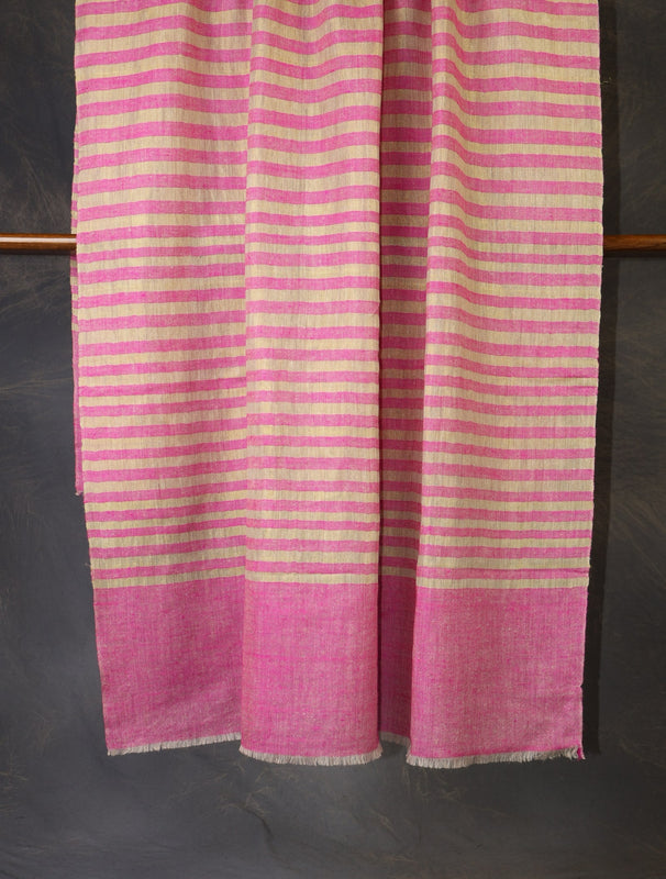 pink and zari plaid cashmere shawl 
