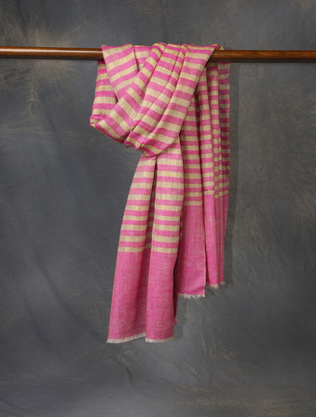 pink and zari plad cashmere shawl