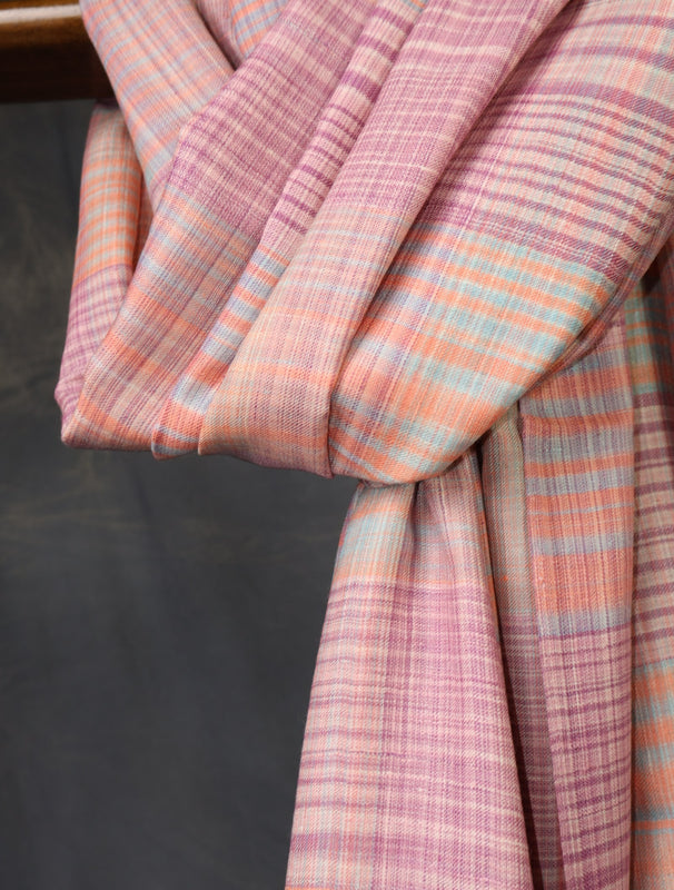 Pink Plaid Pure Cashmere Pashmina Shawl