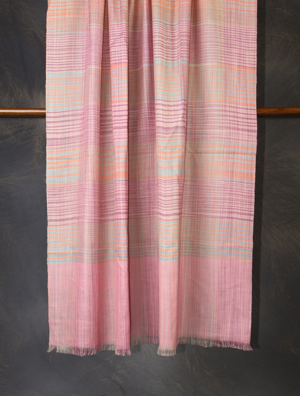 Pink Plaid Pure Cashmere Pashmina Shawl