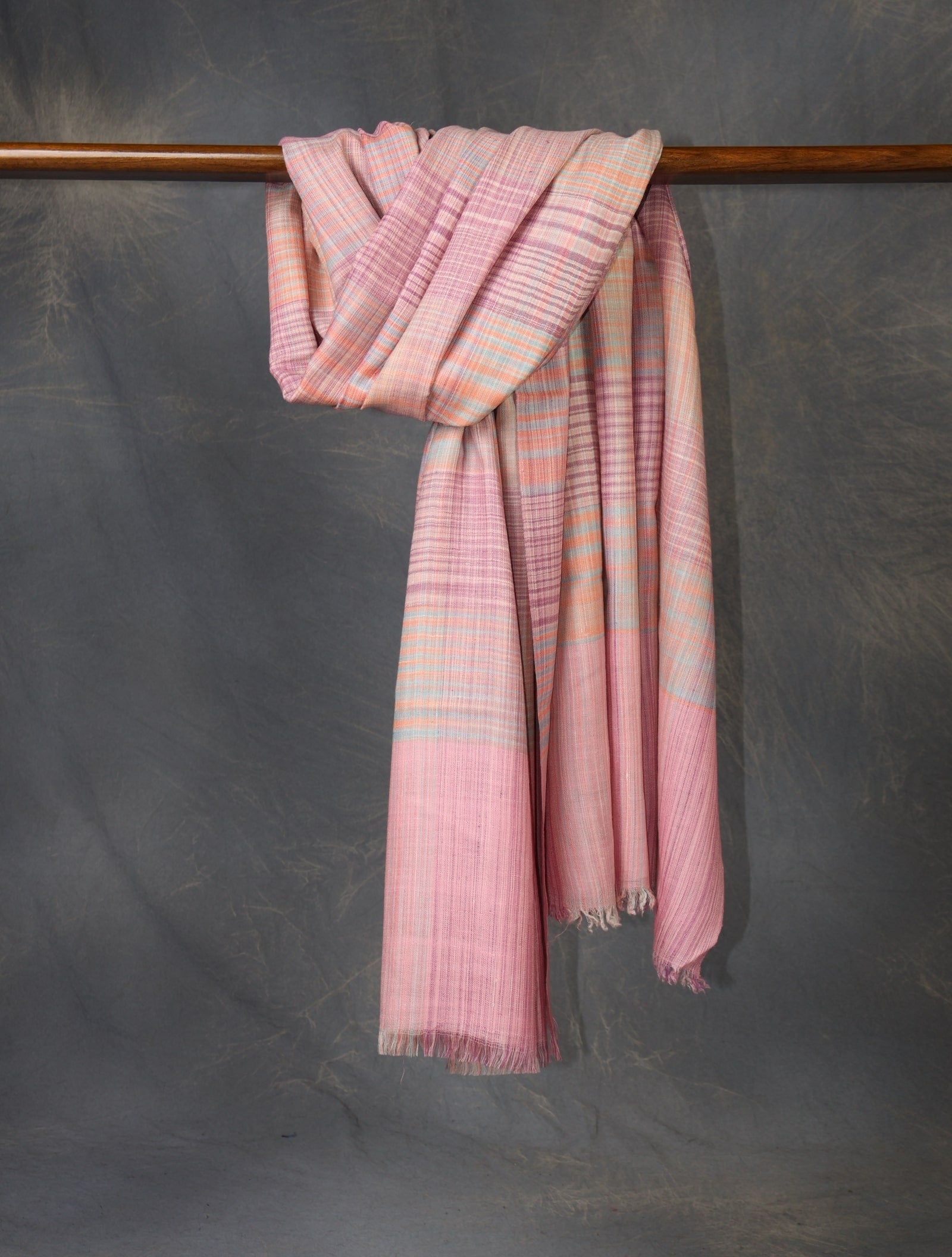 Pink Plaid Pure Cashmere Pashmina Shawl