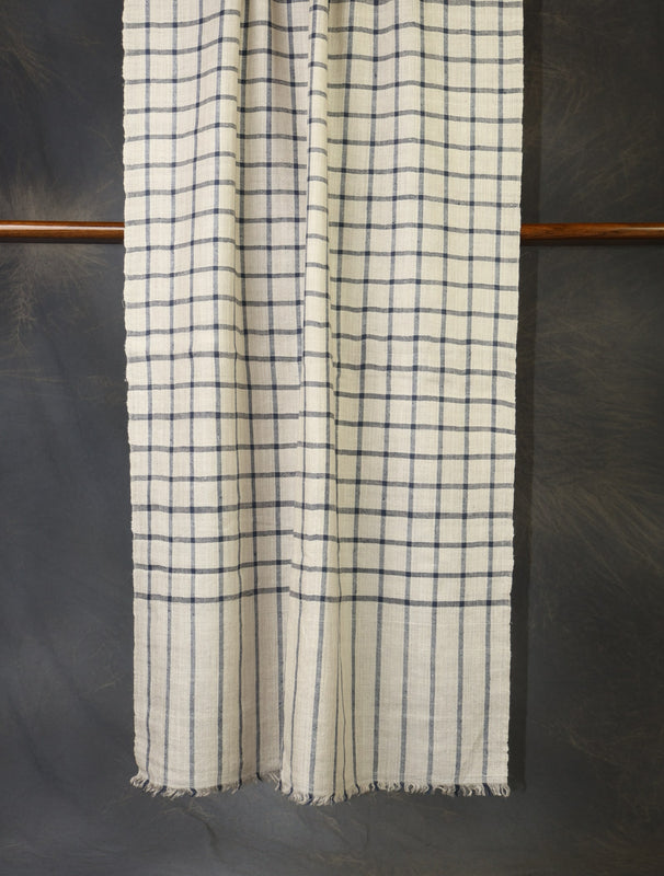 Plaid Black And White Scarf Cashmere Pashmina  – Handwoven Luxury