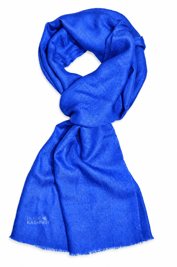 Royal Blue Cashmere Scarf | Handwoven Luxury Pashmina from Kashmir — plain cashmere winter shawl handwoven in Srinagar Kashmir