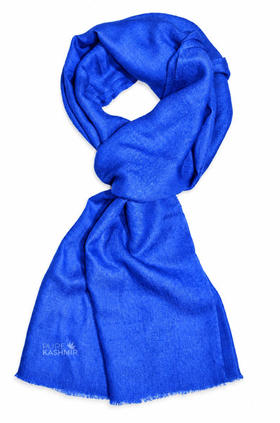 handwoven royal blue cashmere scarf