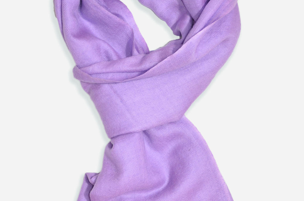 Beautifully light and scrumptiously soft "Amethyst" Cashmere Scarf is hand woven from the highest grade of 100% pure Cashmere from Kashmir.