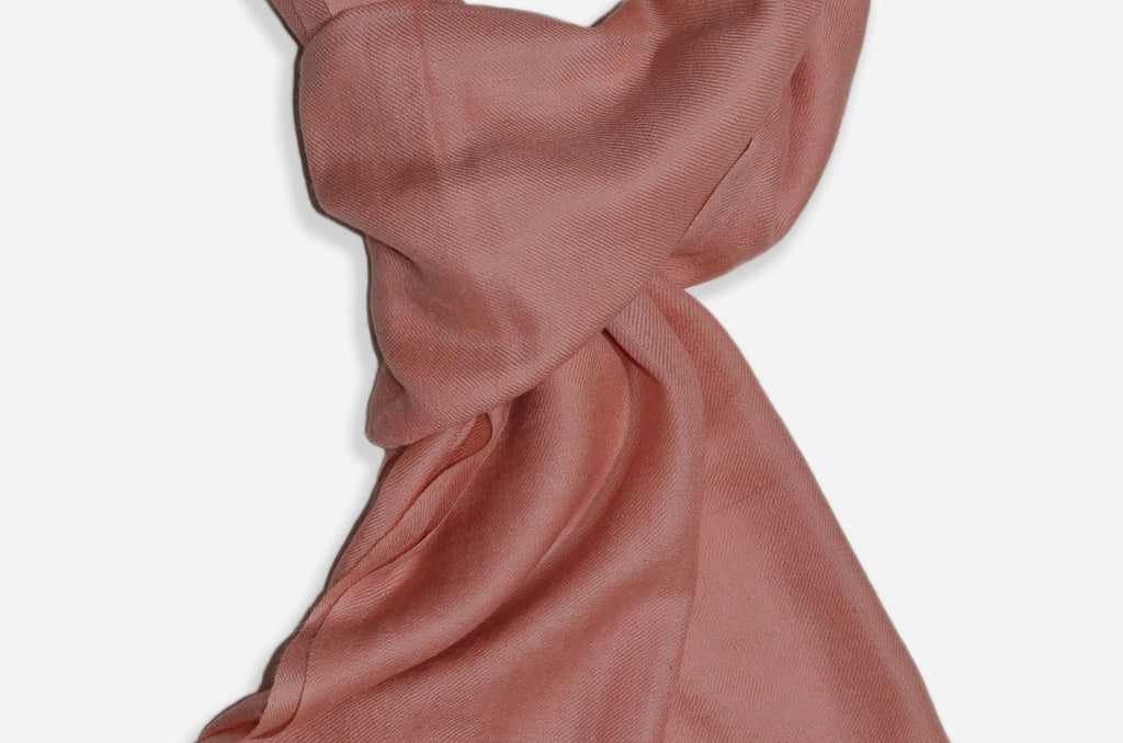 Beautifully light and scrumptiously soft "Peach" Cashmere Scarf is hand woven from the highest grade of 100% pure Cashmere from Kashmir