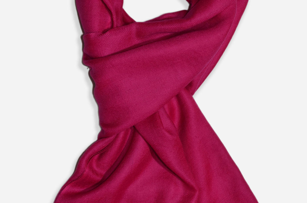 Beautifully light and scrumptiously soft "Magenta" Cashmere Scarf is hand woven from the highest grade of 100% pure Cashmere from Kashmir.