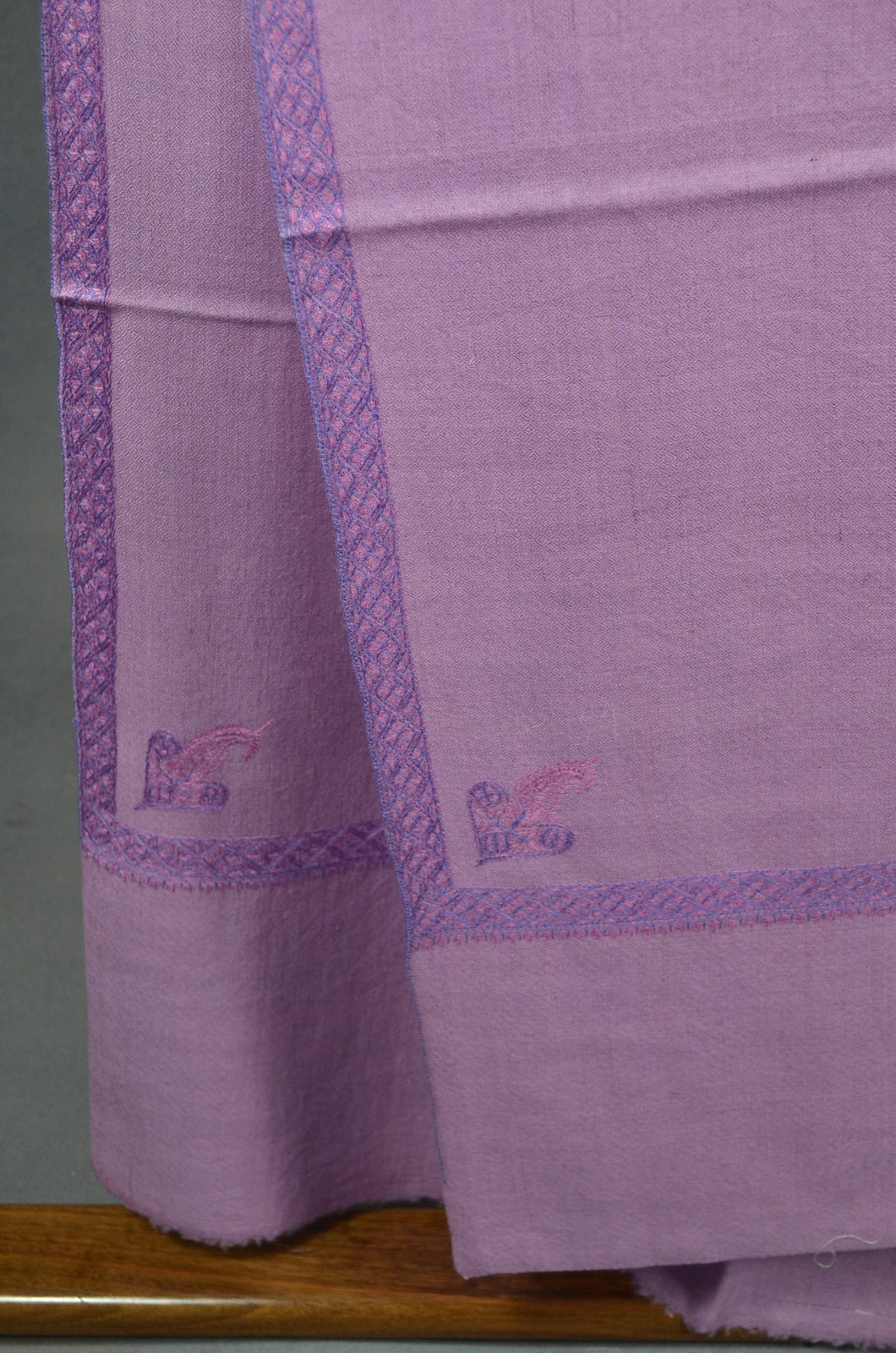 Lavender Base Border Embroidery Cashmere Pashmina Shawl