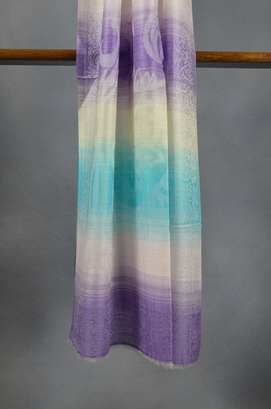 Multicolor Jacquard Stripe Merino Wool Scarf