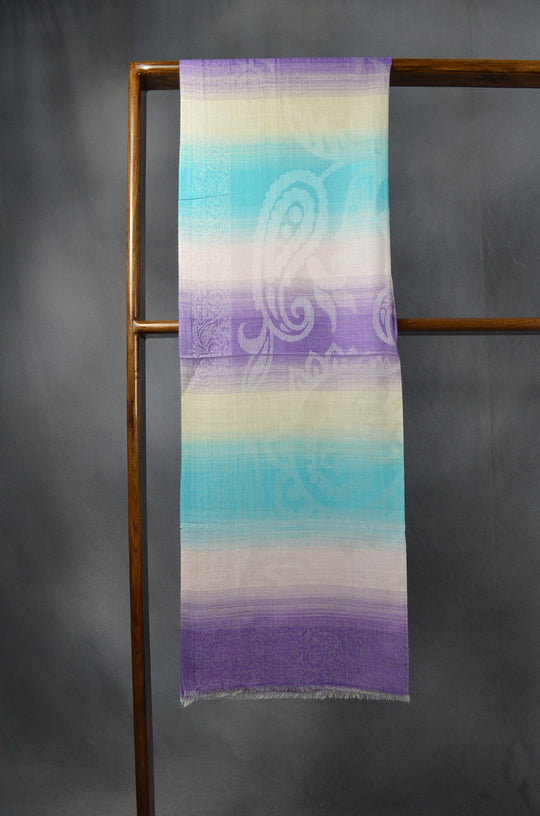 Multicolor Jacquard Stripe Merino Wool Scarf