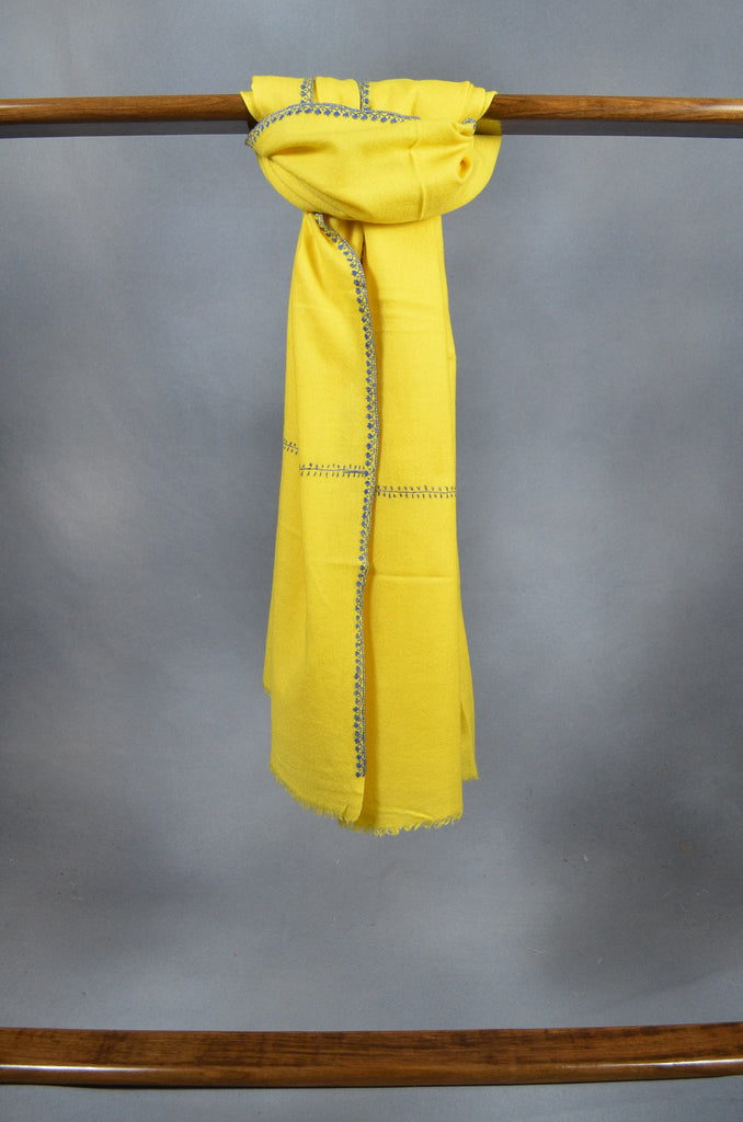 Yellow Sozni Embroidery Shawl