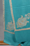 Turquoise Base long Cone Motif Embroidery Cashmere Pashmina Shawl