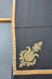 Black Base long Cone Motif Embroidery Cashmere Pashmina Shawl