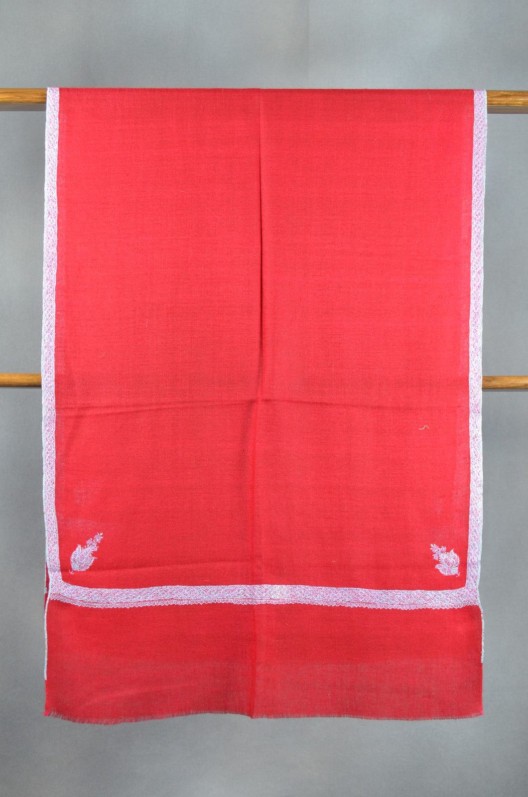 Red Base Border Embroidery Cashmere Pashmina Scarf