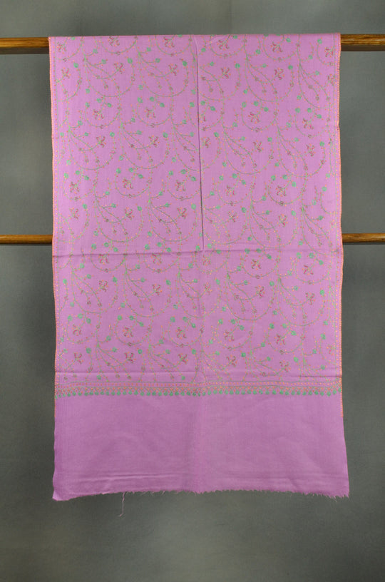 Purple Jali Sozni Embroidery Merino Wool Stole
