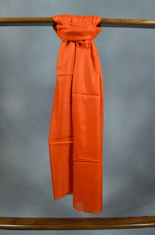 Extra-light weight Orange Color Merino Silk Scarf