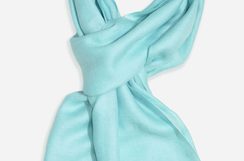 Beautifully light and scrumptiously soft "Arctic Blue" Cashmere Scarf is hand woven from the highest grade of 100% pure Cashmere from Kashmir.