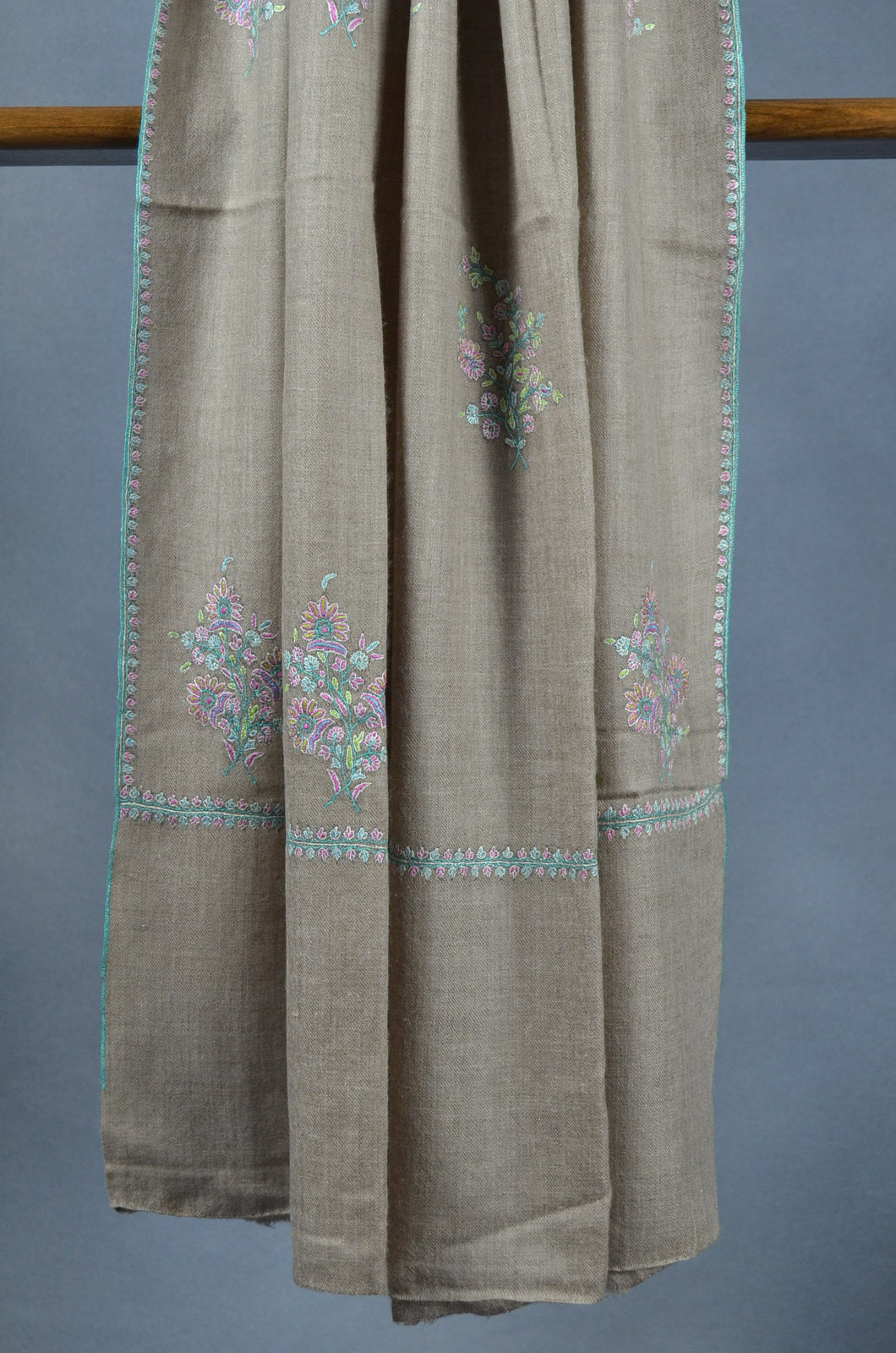 Natural Base Buteh multicolor Embroidery Cashmere Pashmina Shawl