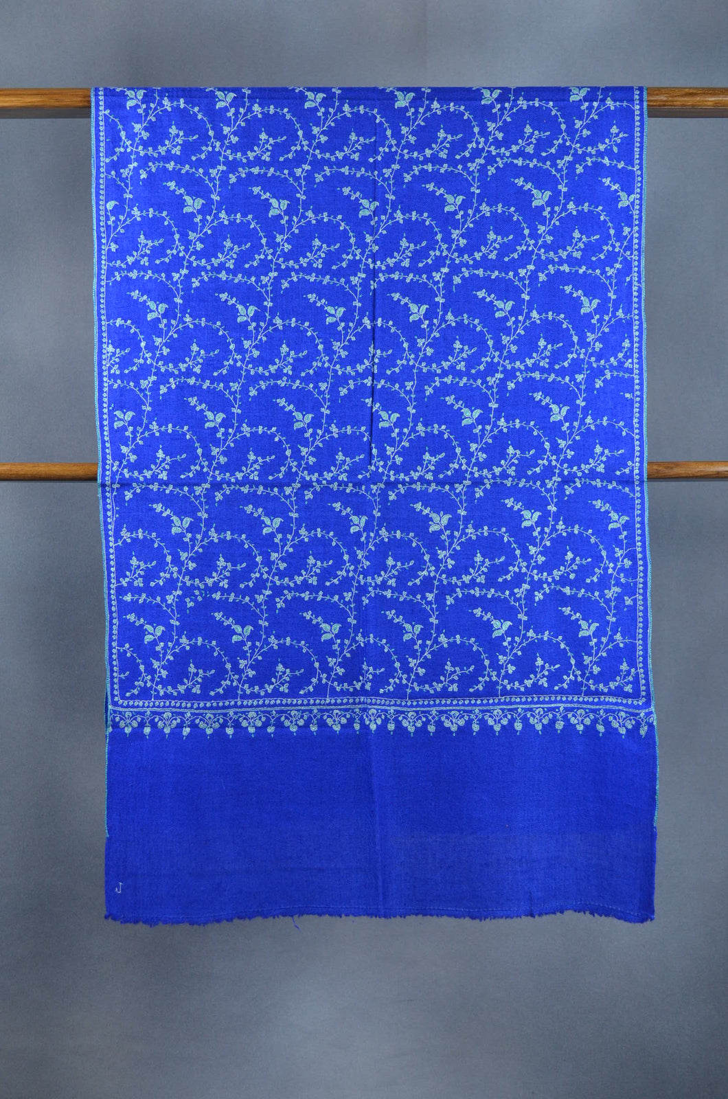 Blue Base Jali Embroidery Pashmina Cashmere Scarf