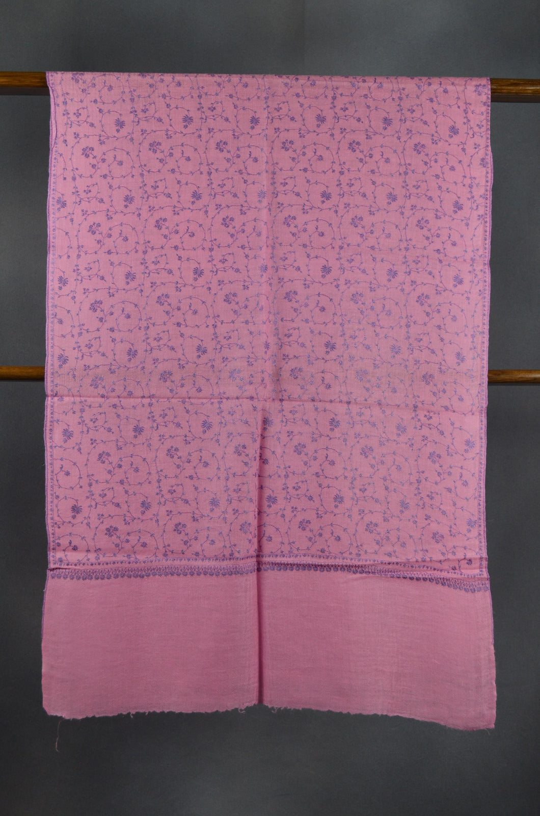 Taffy Pink Jali Embroidery Pashmina Cashmere Scarf