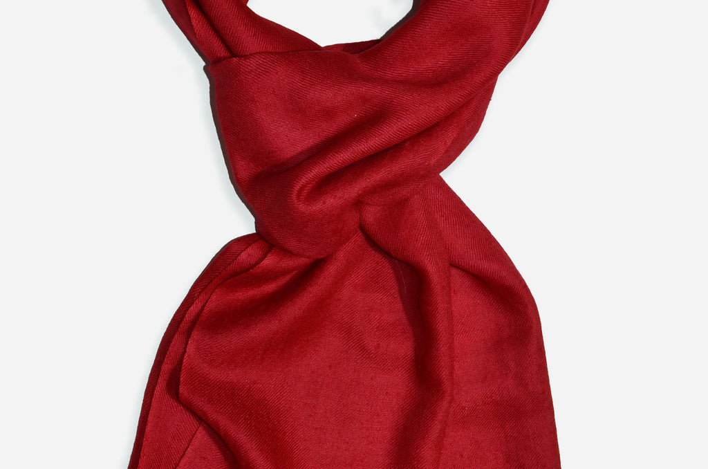 Beautifully light and scrumptiously soft "Ruby" Cashmere Scarf is hand woven from the highest grade of 100% pure Cashmere from Kashmir.