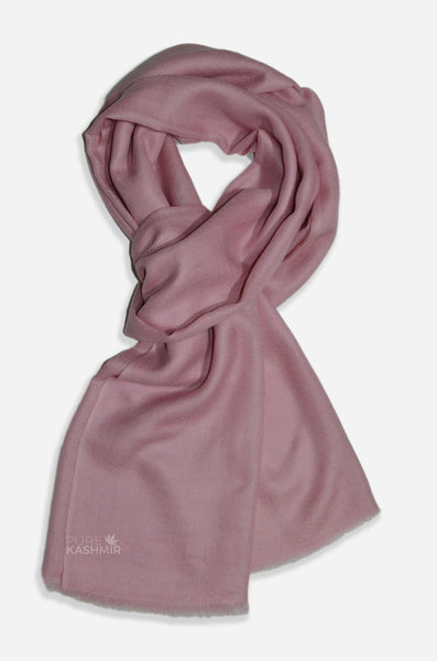 Baby pink cashmere scarf made from pure Kashmir pashmina handwoven in Srinagar