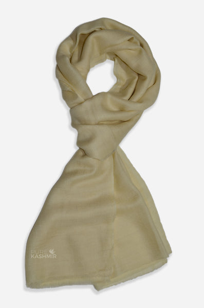 Beige cashmere scarf made from pure Kashmir pashmina handwoven in Srinagar