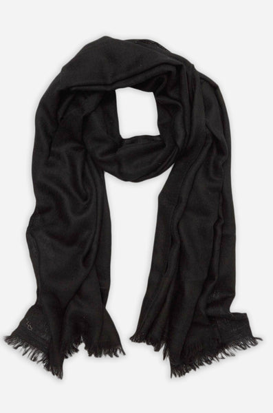 Black Cashmere Pashmina Scarf Flat