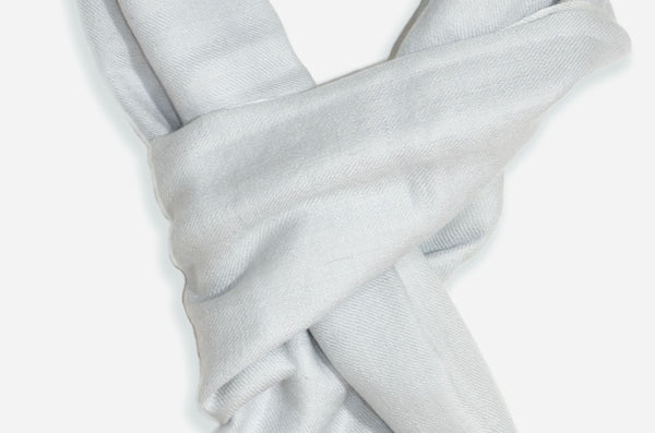 Color shade comparison Close up Cloud grey cashmere scarf