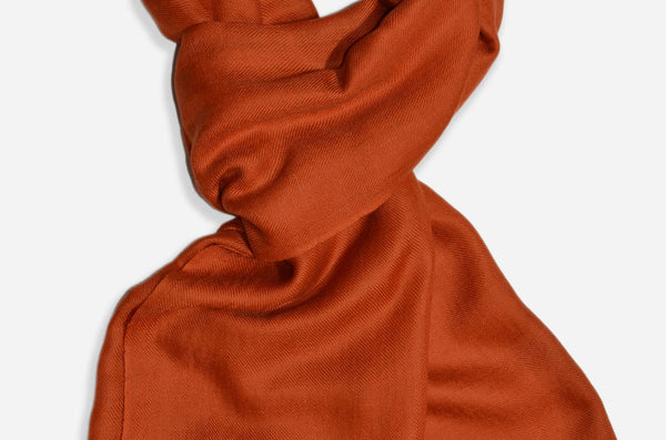 Color Shade Comparision Close up Rust cashmere scarf 