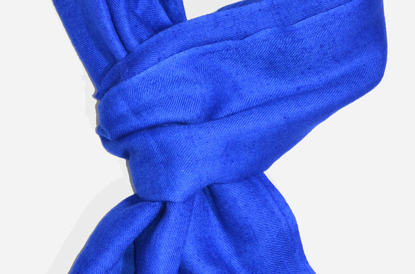 Color shade comparison Closeup Handwoven navy blue cashmere scarf 
