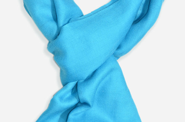 Color Comparison Closeup Turquoise Blue Cashmere Scarf
