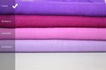 Color shade comparison Closeup Violet handwoven cashmere scarf 