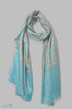 Turquoise and Grey Handwoven Cashmere Pashmina Shawl