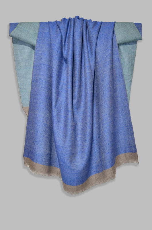 Reversible Turquoise and Blue Handwoven Cashmere Pashmina Shawl