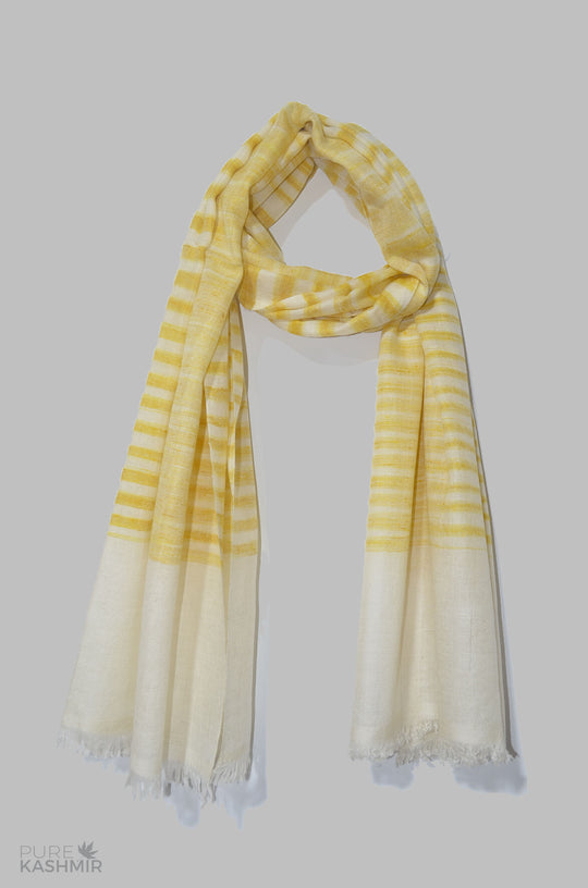 Yellow Ikat Pattern Handwoven Cashmere Pashmina Scarf