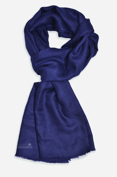Beautifully light and scrumptiously soft "Dark Navy" Cashmere Scarf is hand woven from the highest grade of 100% pure Cashmere from Kashmir.