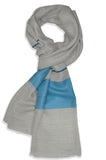 un dyed natural and blue merino scarf | made in kashmir