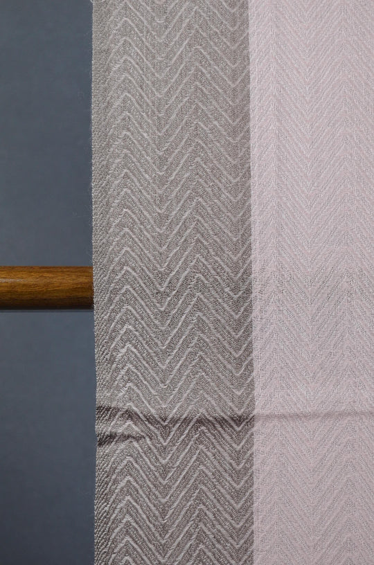 Pink Border Herringbone weave Merino & Silk Scarf