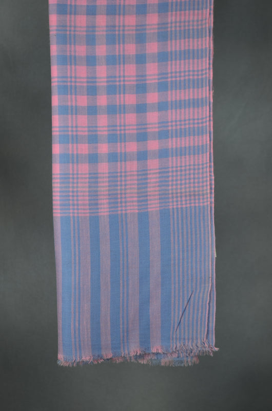 Pink and Blue Handwoven Cashmere Pashmina Shawl