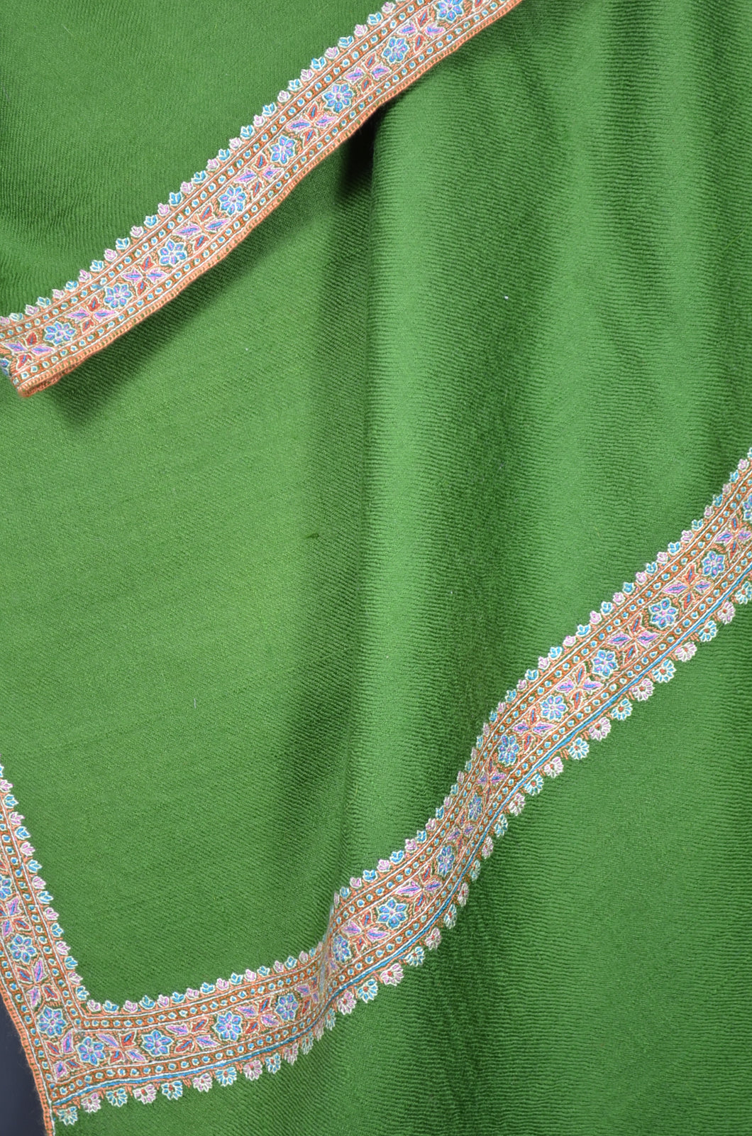 Emerald Border Embroidery Cashmere Pashmina Shawl