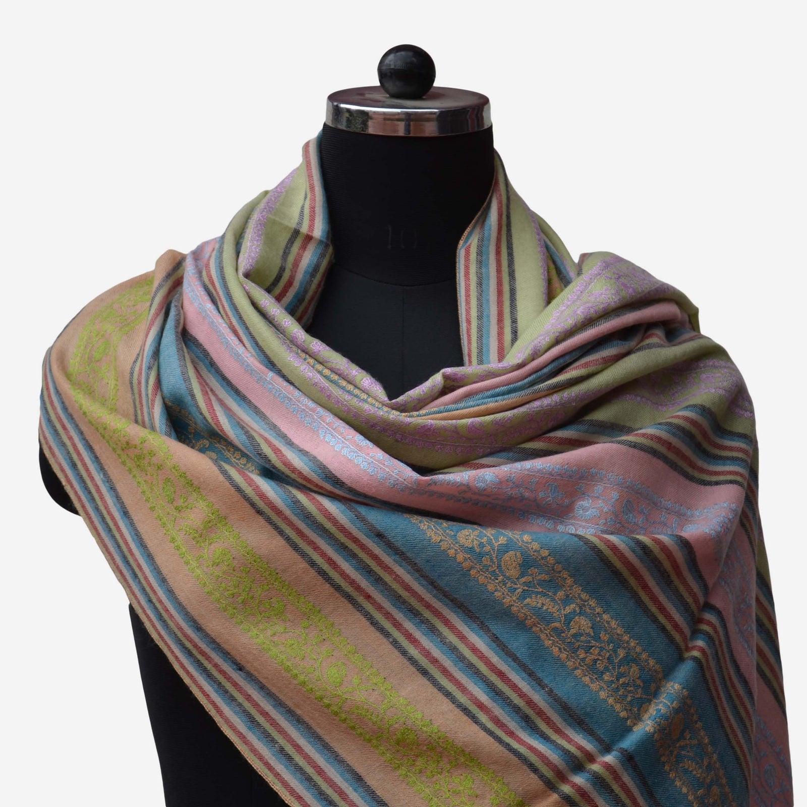 Multi color designer jali embroidery pashmina shawl