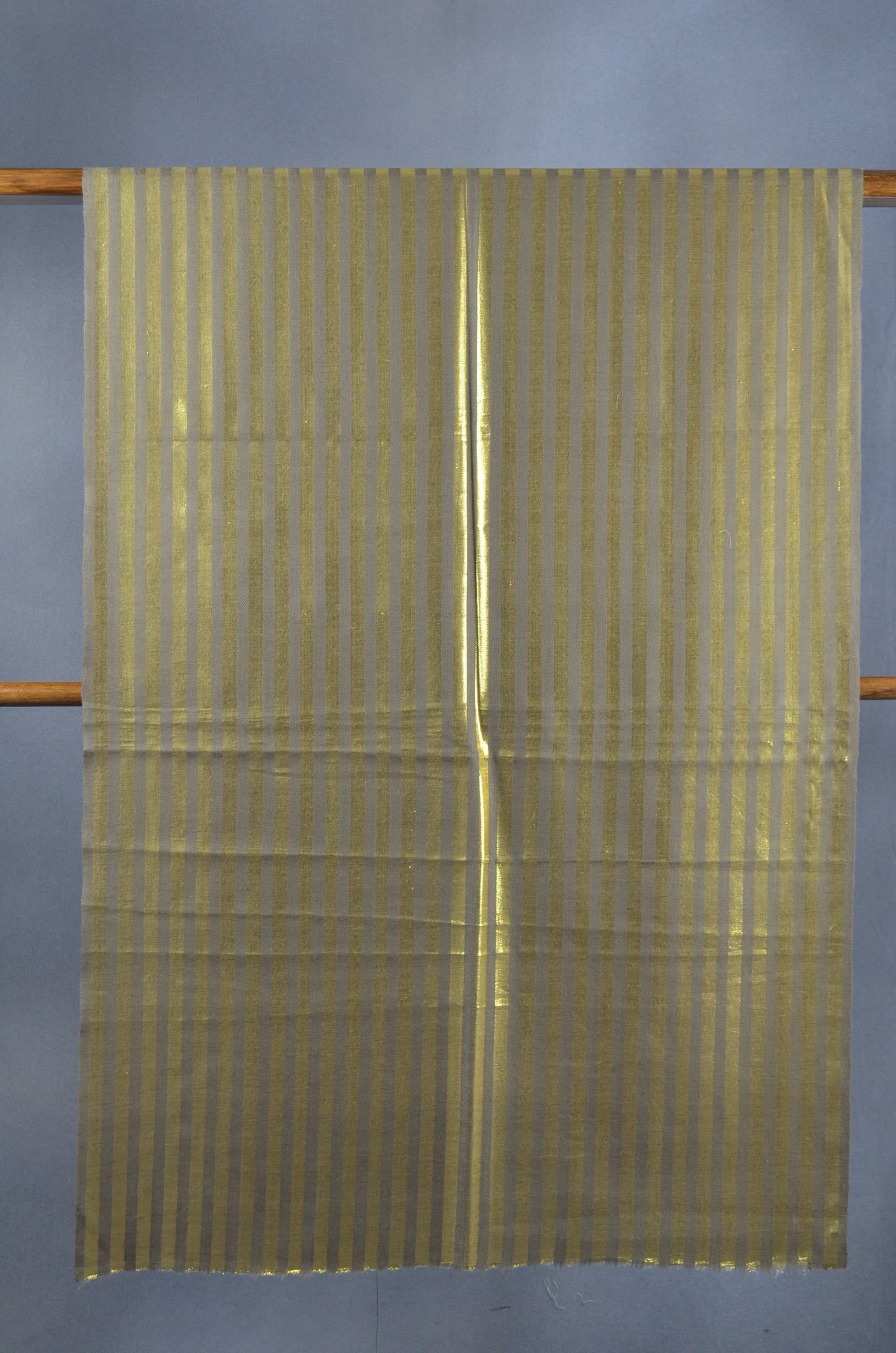 Golden Metallic Striped Handwoven Cashmere Pashmina Scarf