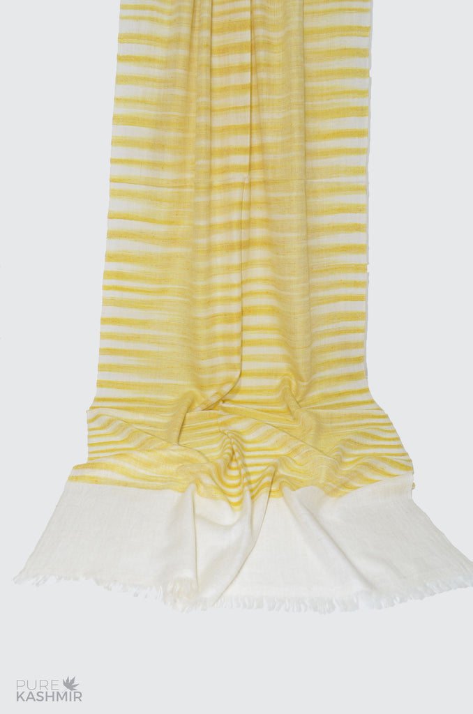 Yellow Ikat Pattern Handwoven Cashmere Pashmina Scarf