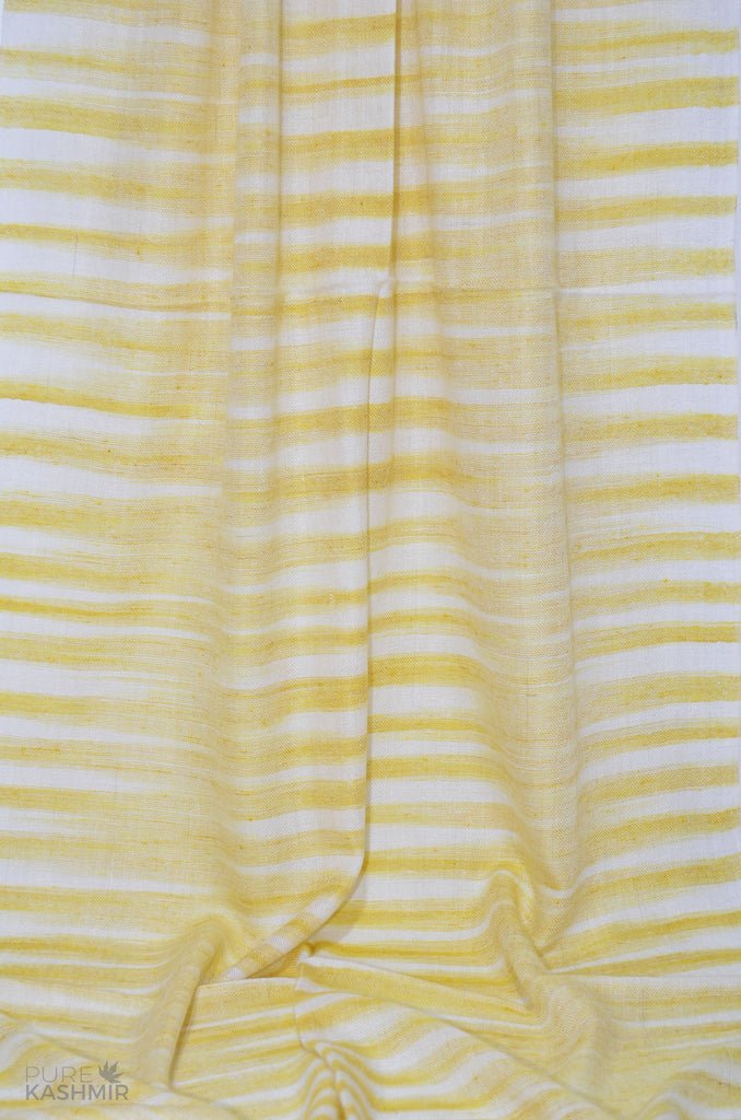 Yellow Ikat Pattern Handwoven Cashmere Pashmina Scarf