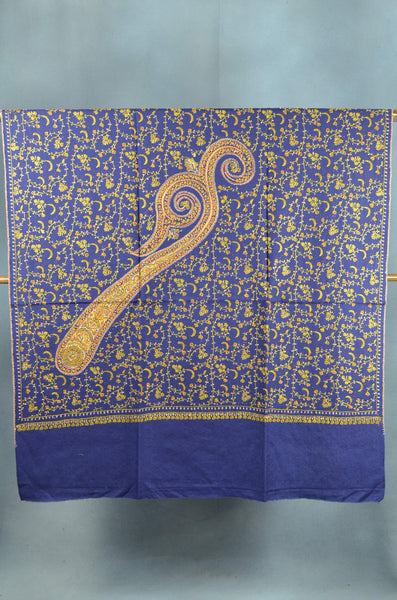 Navy Blue Jali Sozni Embroidery Shawl