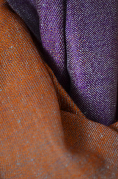 Reversible Orange and Mulberry Handwoven Cashmere Pashmina Shawl