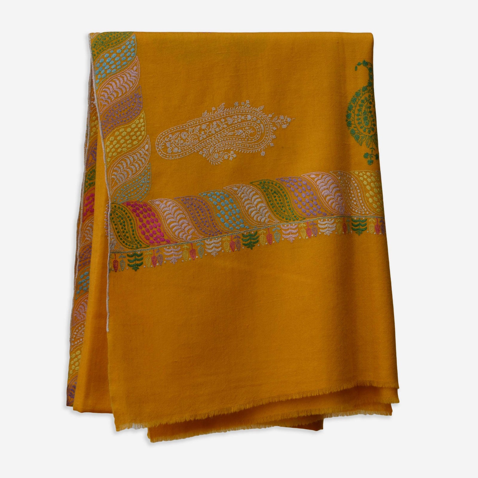 Designer yellow cashmere pashmina shawl